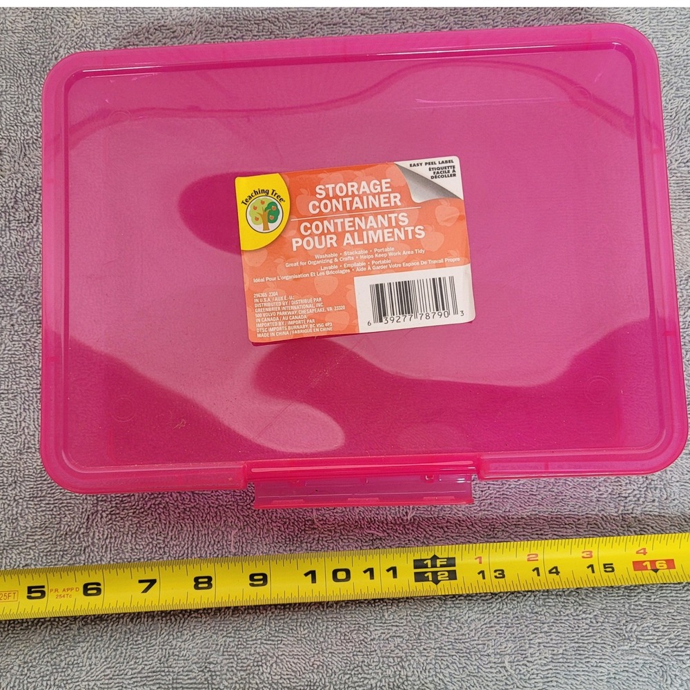 Teaching Tree Pink Plastic Storage Container Stackable Craft School Box 256365